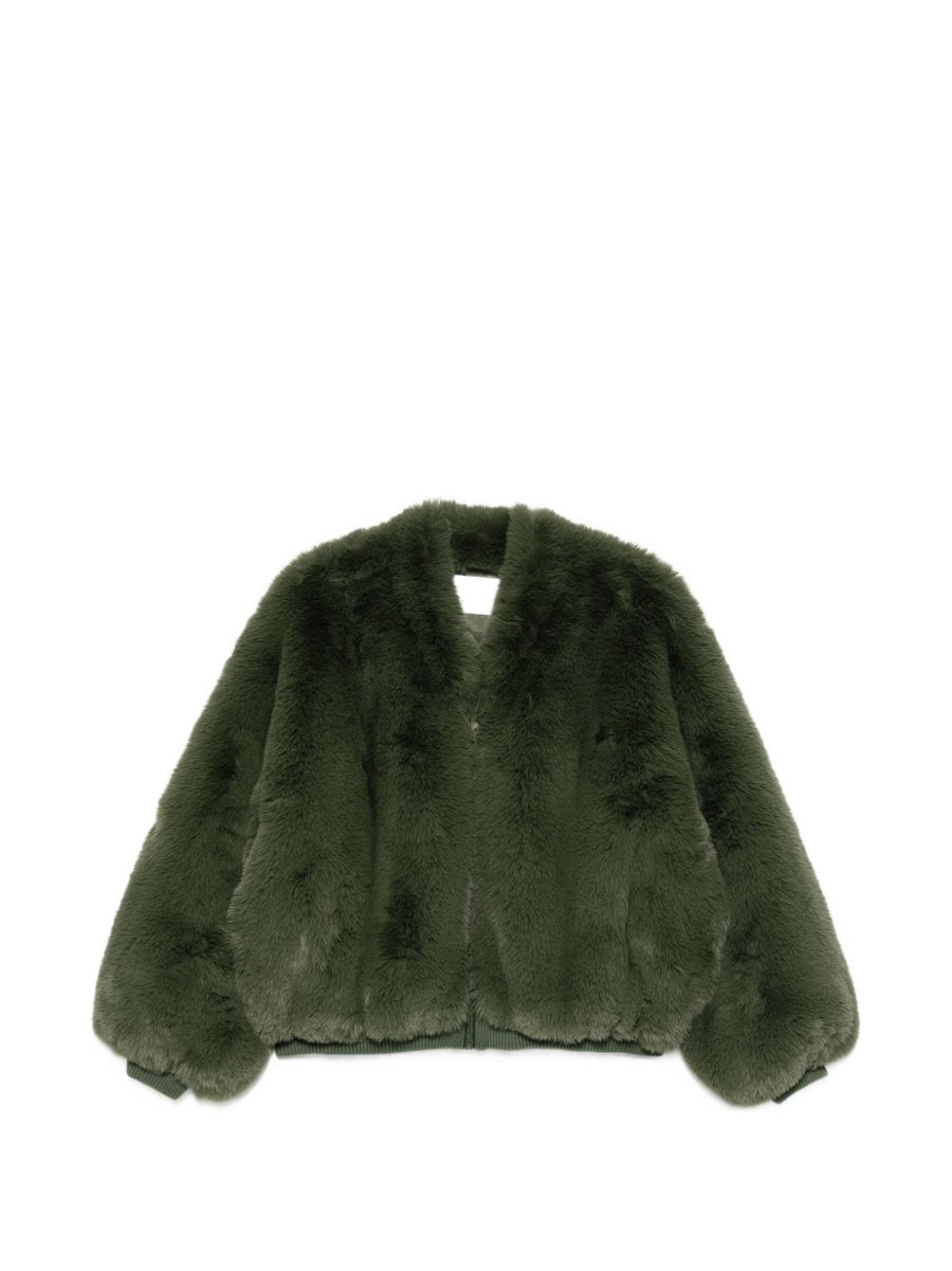 032C Faux-Fur Textured Jacket — Green