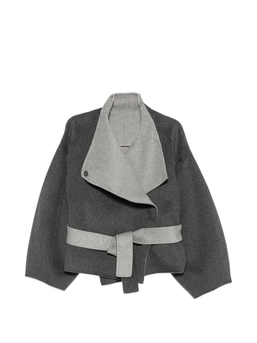 032C Shawl Collar Wool Coat — grey