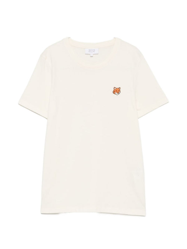 Maison Kitsuné Fox Head Embroidered Cotton T-Shirt — Cream