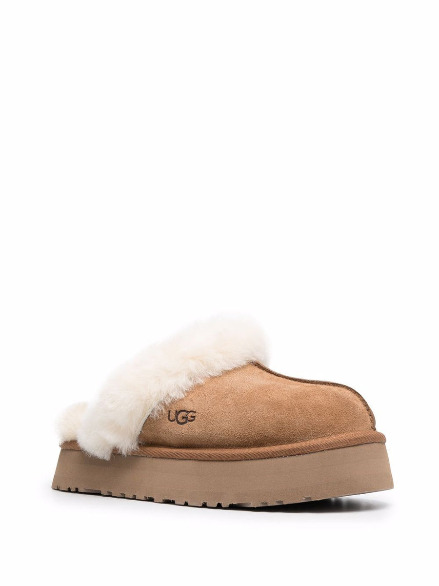 Ugg Shearling-Lined Suede Slipper — Beige