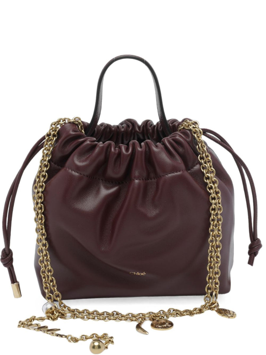 Chloé Quilted Leather Bucket Bag — Burgundy