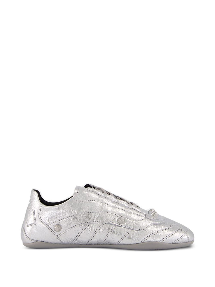 Balenciaga Metallic Leather Sneaker — Silver