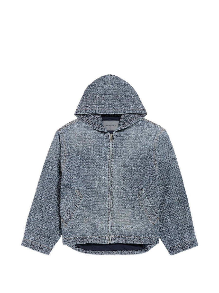 Balenciaga Denim Stitch Embroidered Jacket — Blue