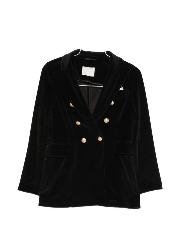 Circolo 1901 Double-Breasted Velvet Blazer — Black