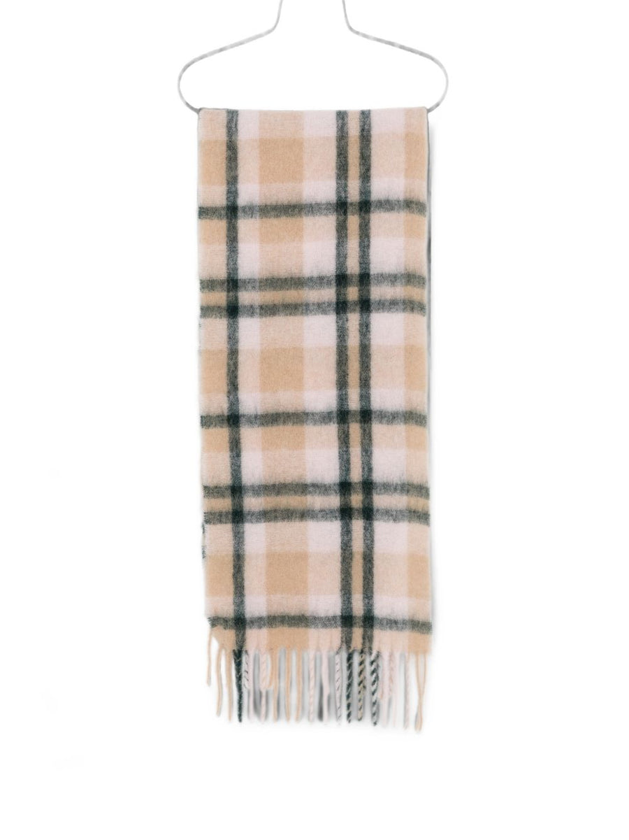 Closed Checked Alpaca-Blend Scarf — Pink