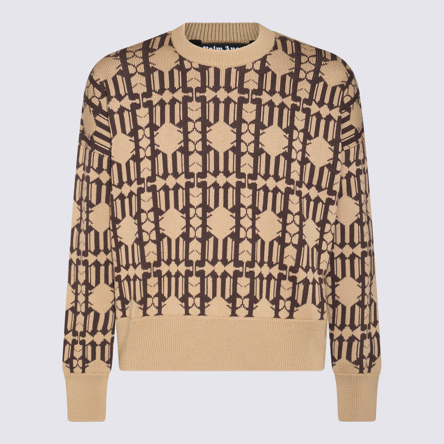 Palm Angels 100% Wool-Viscose Blend sweater in beige