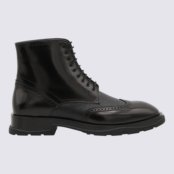 Alexander McQueen Leather upper boot in black