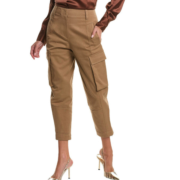Brunello Cucinelli Womens Caramel Cotton Cargo Trousers Brown
