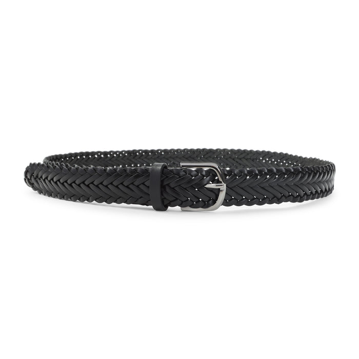 Woven Leather Belt Black Bovine