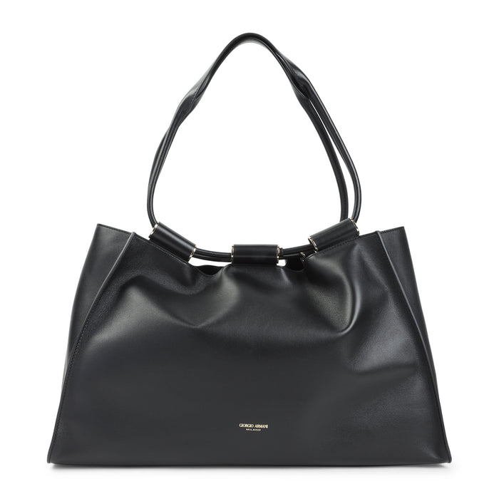 Leather Shopping Bag Black Lamb