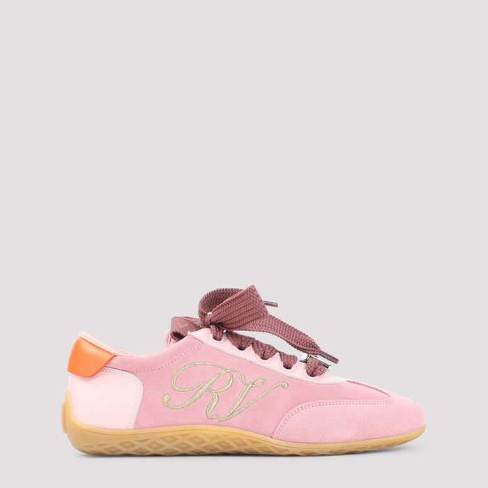 Pink Low Top Sneakers & Purple Suede Leather Rubber Shoe