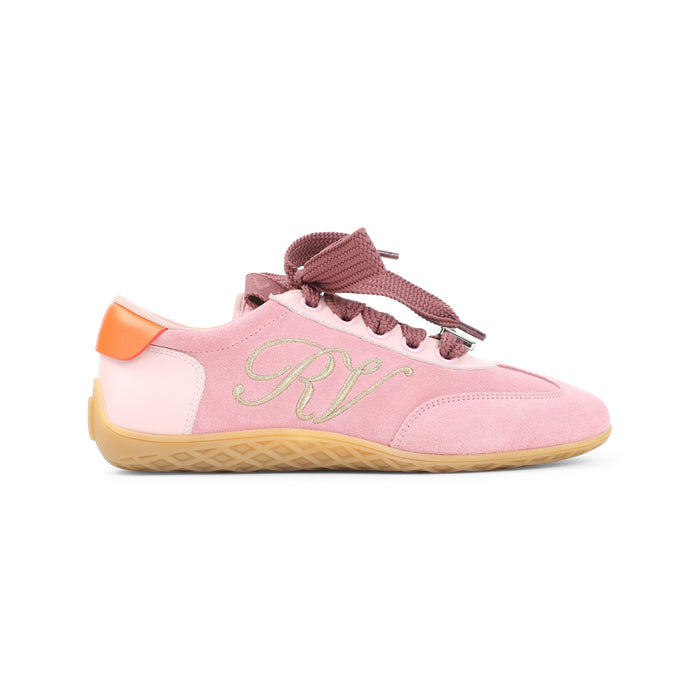 Pink Low Top Sneakers & Purple Suede Leather Rubber Shoe
