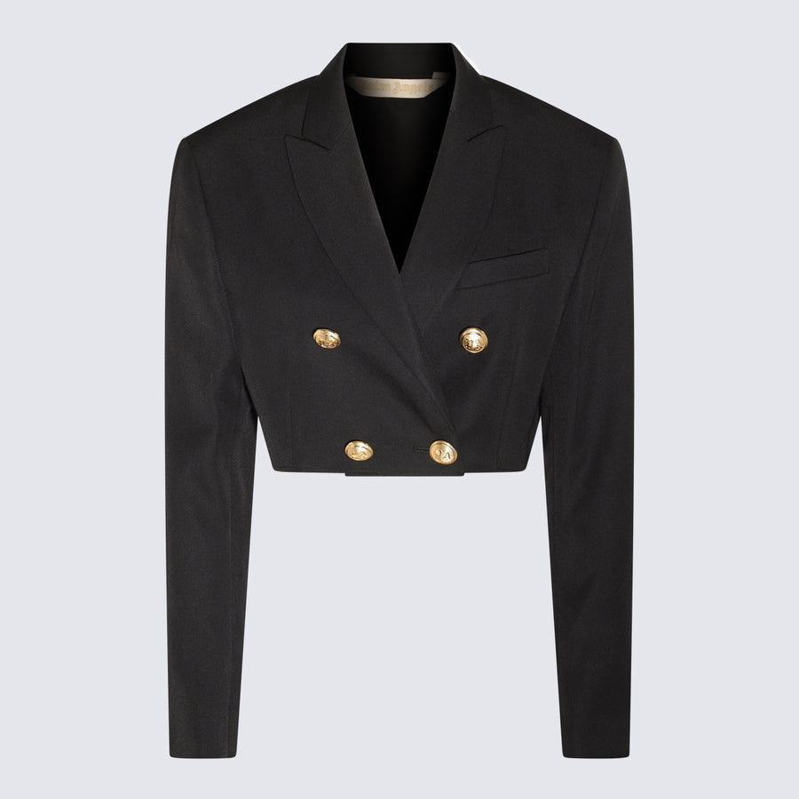 Palm Angels 55% Polyester blazer in black
