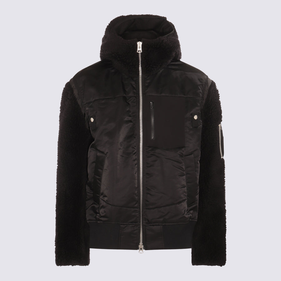 Sacai Nylon 100% down jacket in black
