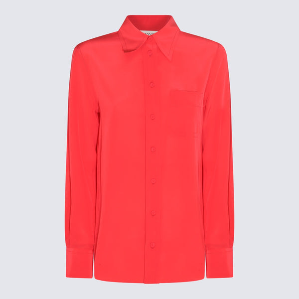 Lanvin 100% Silk shirt in red
