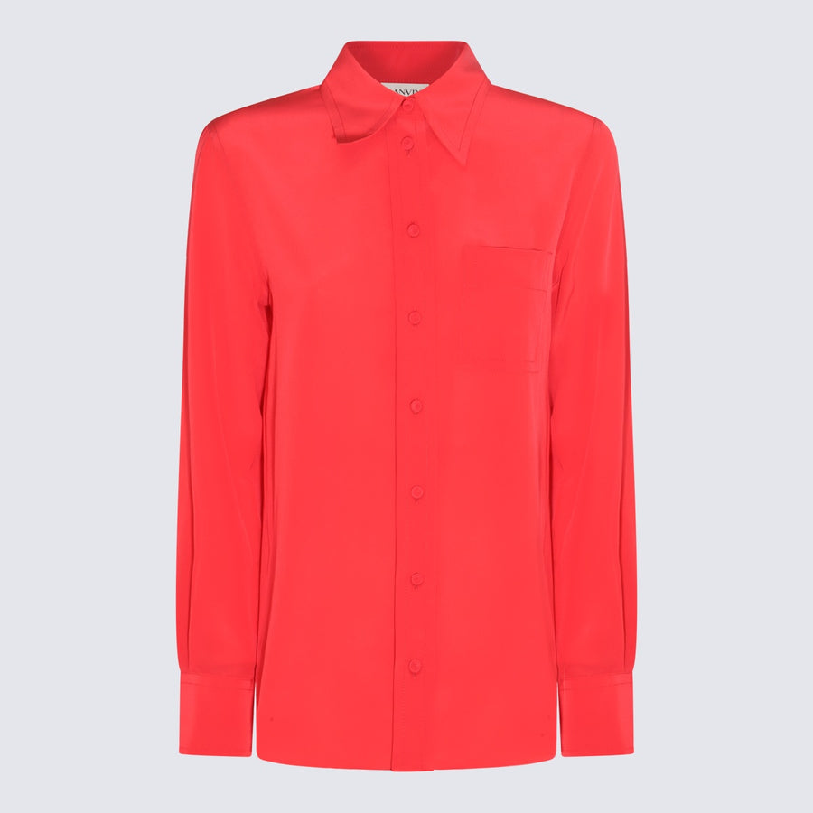 Lanvin 100% Silk shirt in red