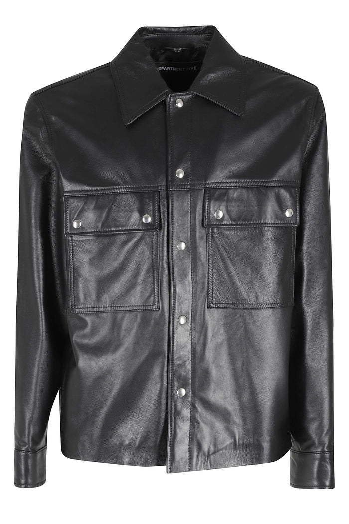 Graham Overshirt Crop Black Pelle Giubbotto