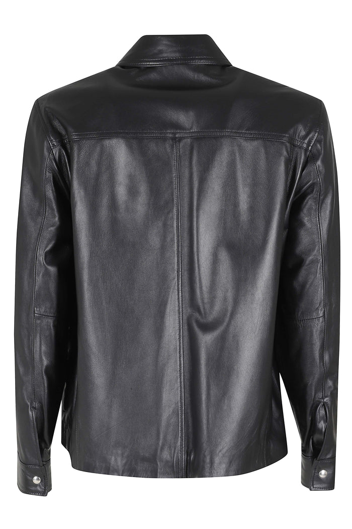 Graham Overshirt Crop Black Pelle Giubbotto
