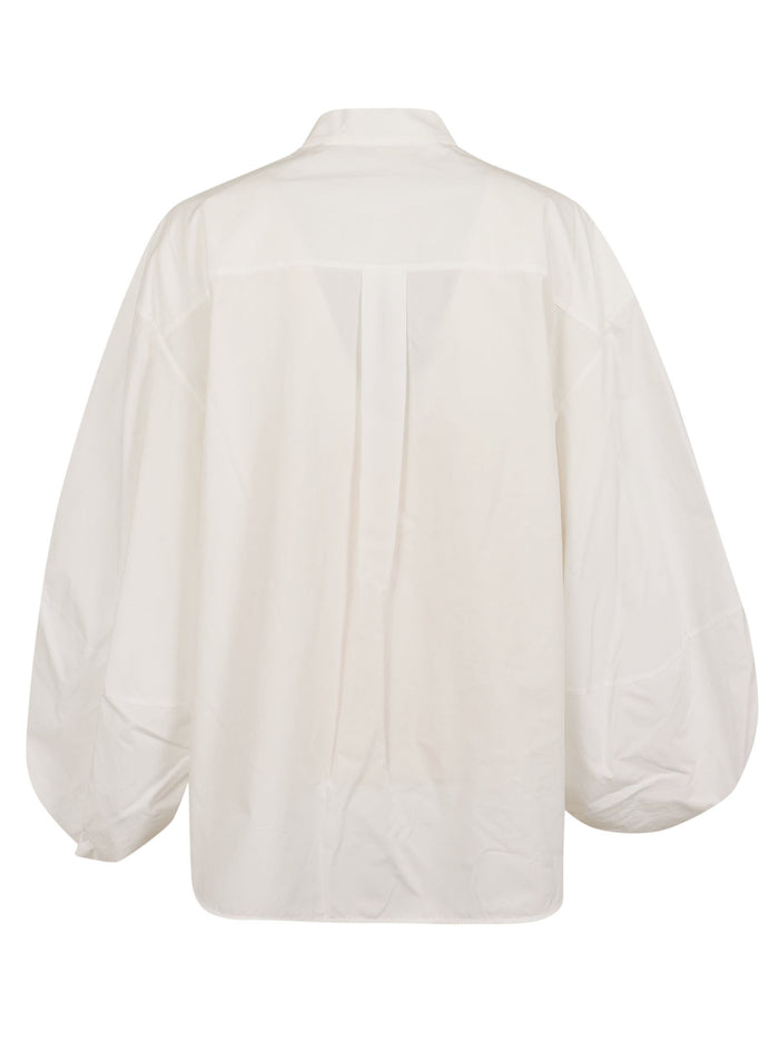 Luna Applique Blouse White Cotton Camicia