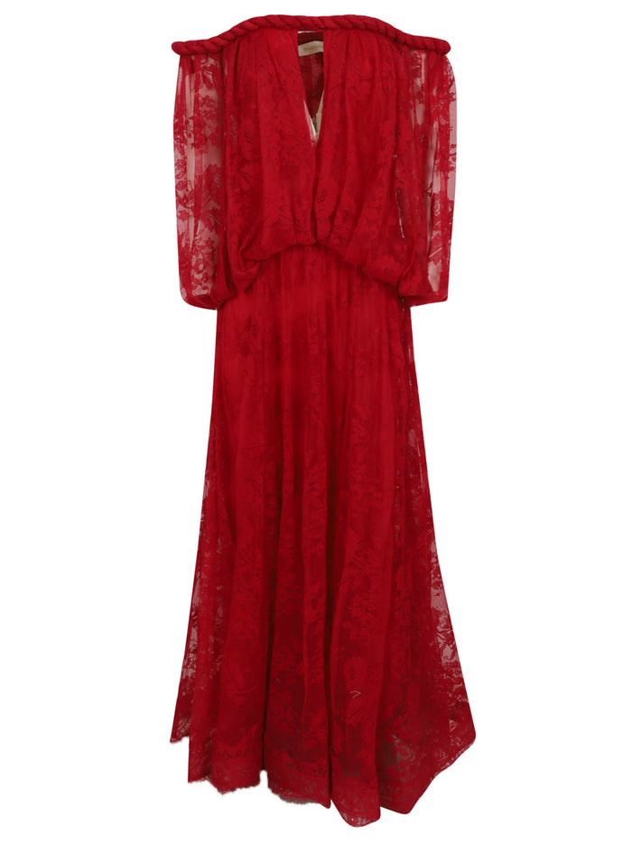 Luna Lace Billow Gown Pink & Purple Polyamide Cotton Abito
