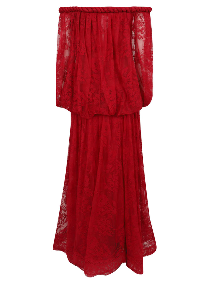 Luna Lace Billow Gown Pink & Purple Polyamide Cotton Abito