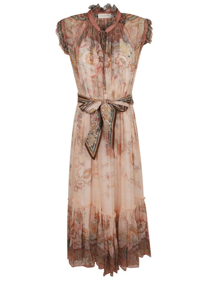 Alchemy Flutter Dress Pink & Purple Viscose Abito