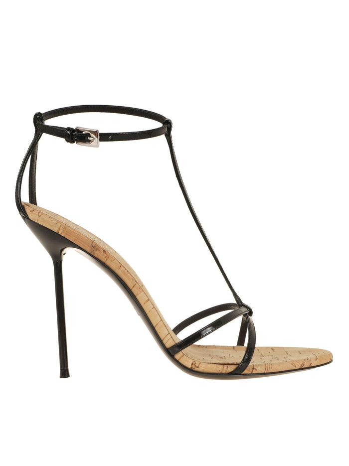 Lidia T-strap Sandal Black Calfskin Calzature