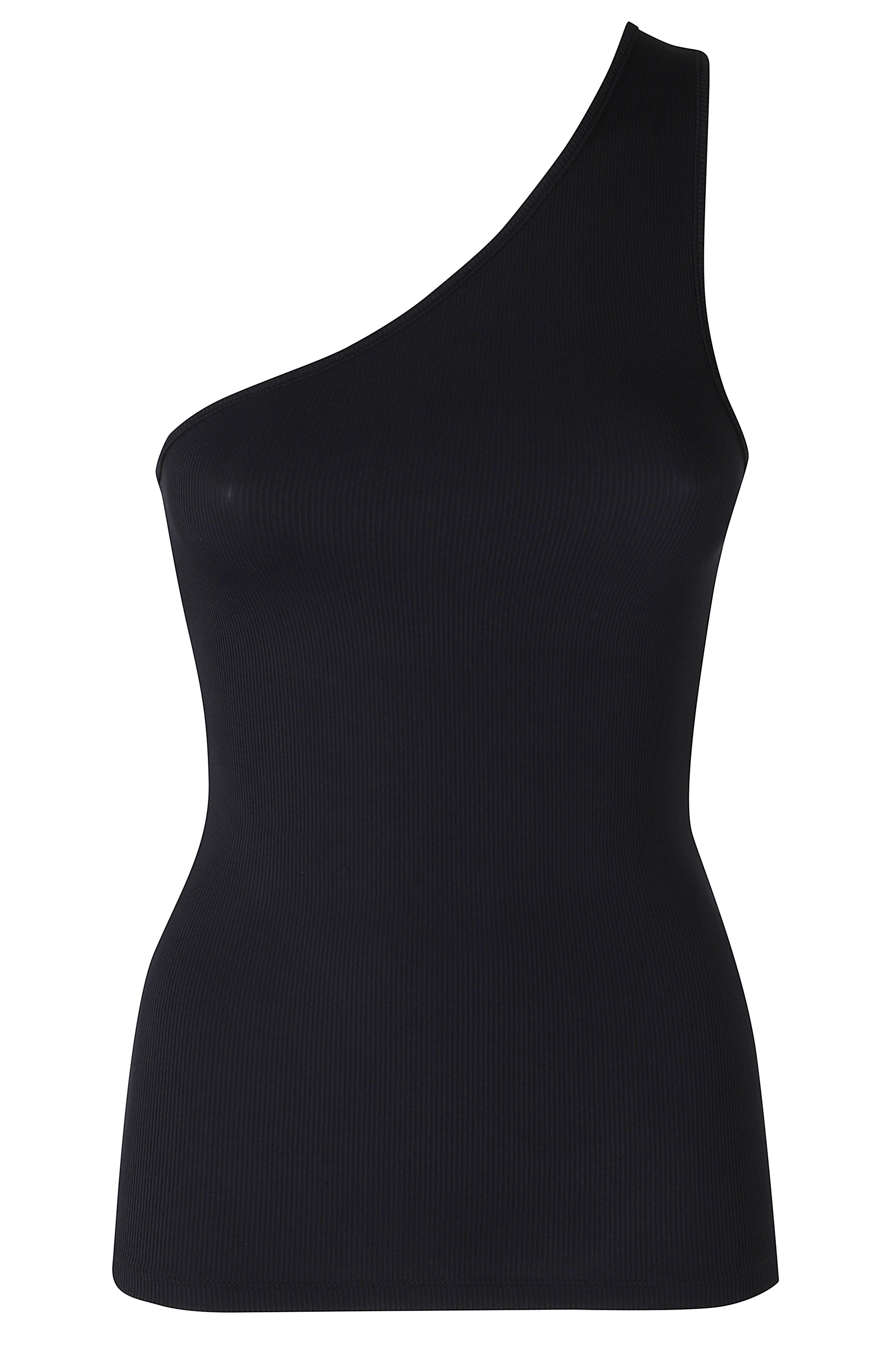 Rib Asymmetric Top Black Poliammide Elastan