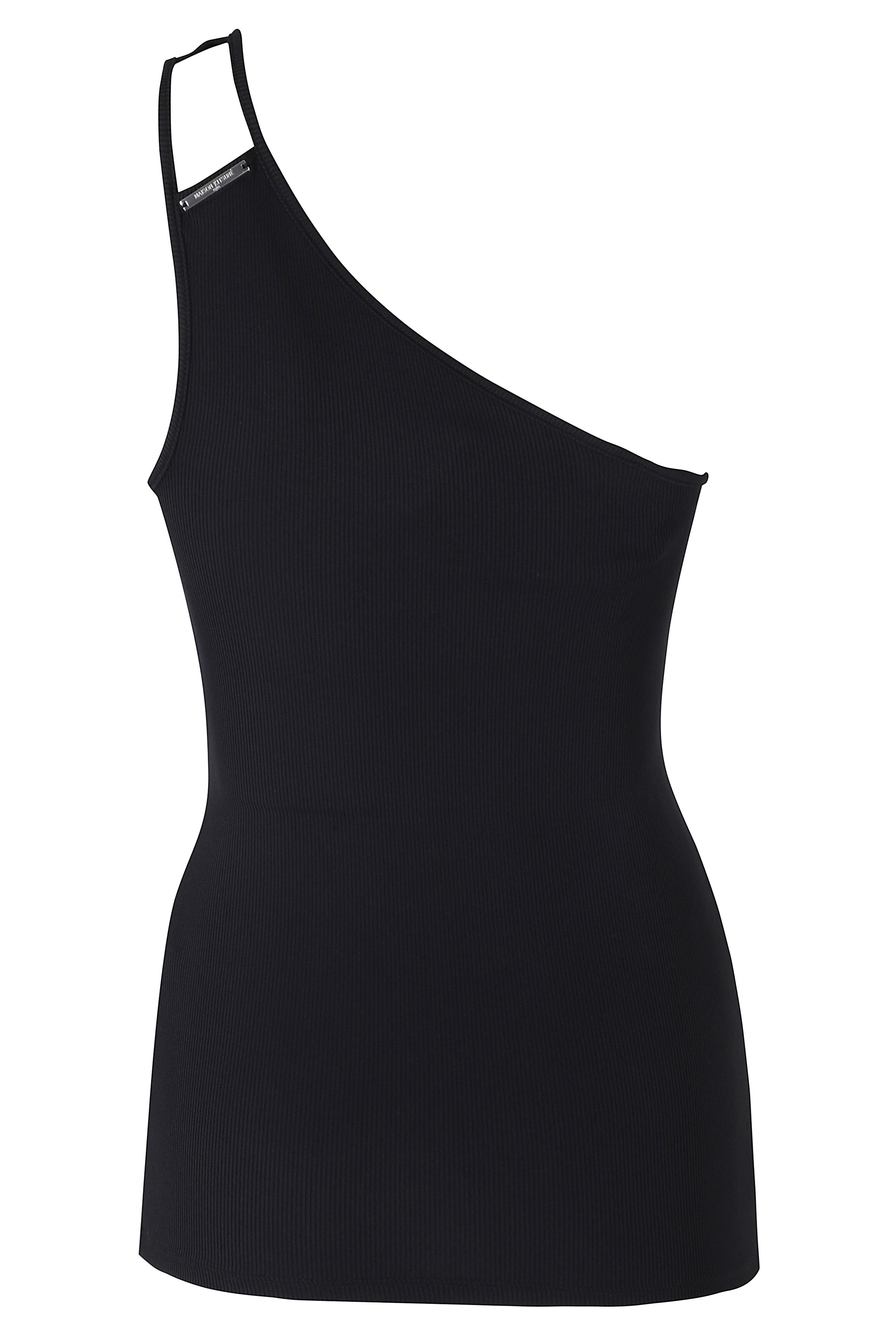 Rib Asymmetric Top Black Poliammide Elastan