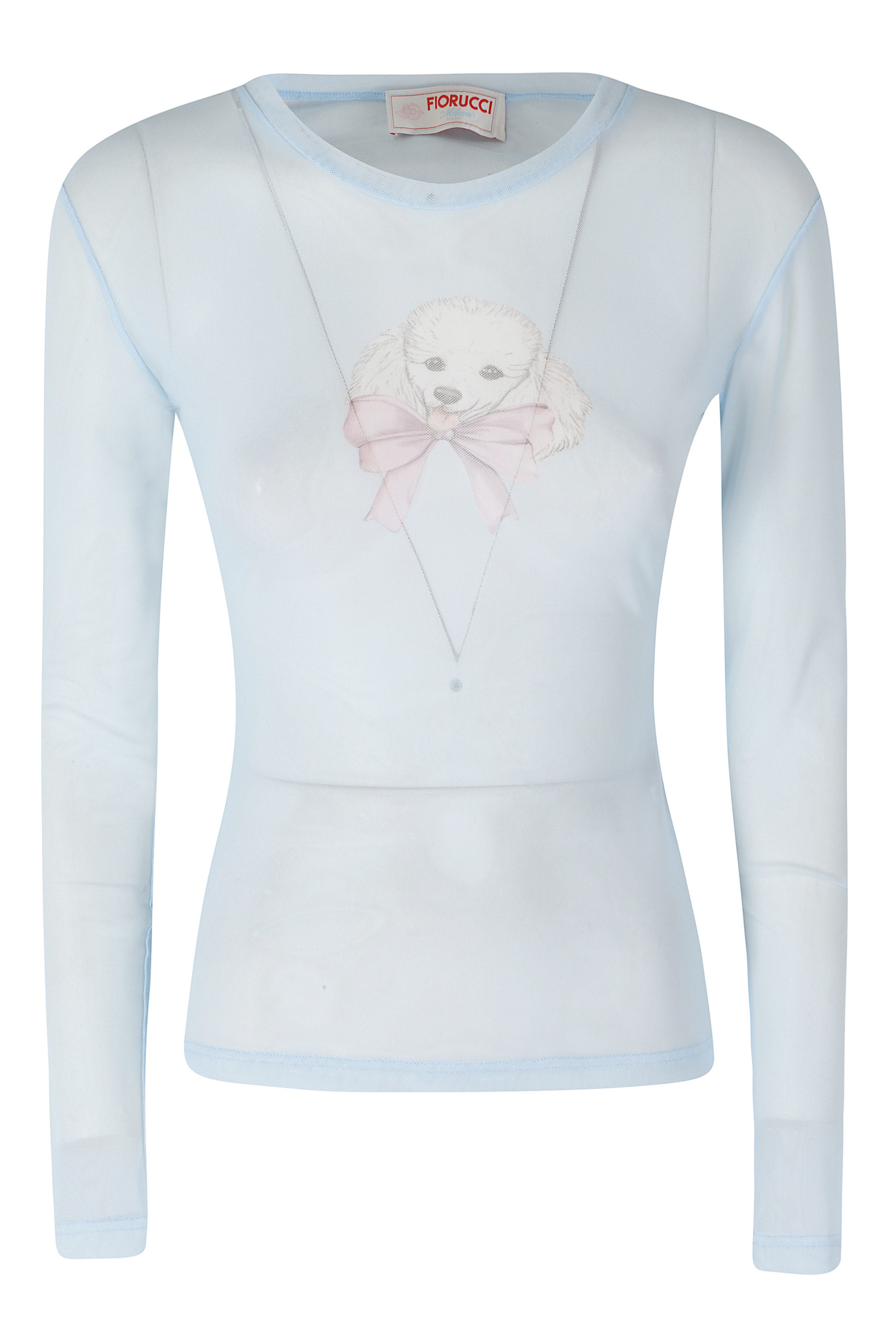 Poodle Tulle Long Sleeve Top Blue Poliammide Elastane