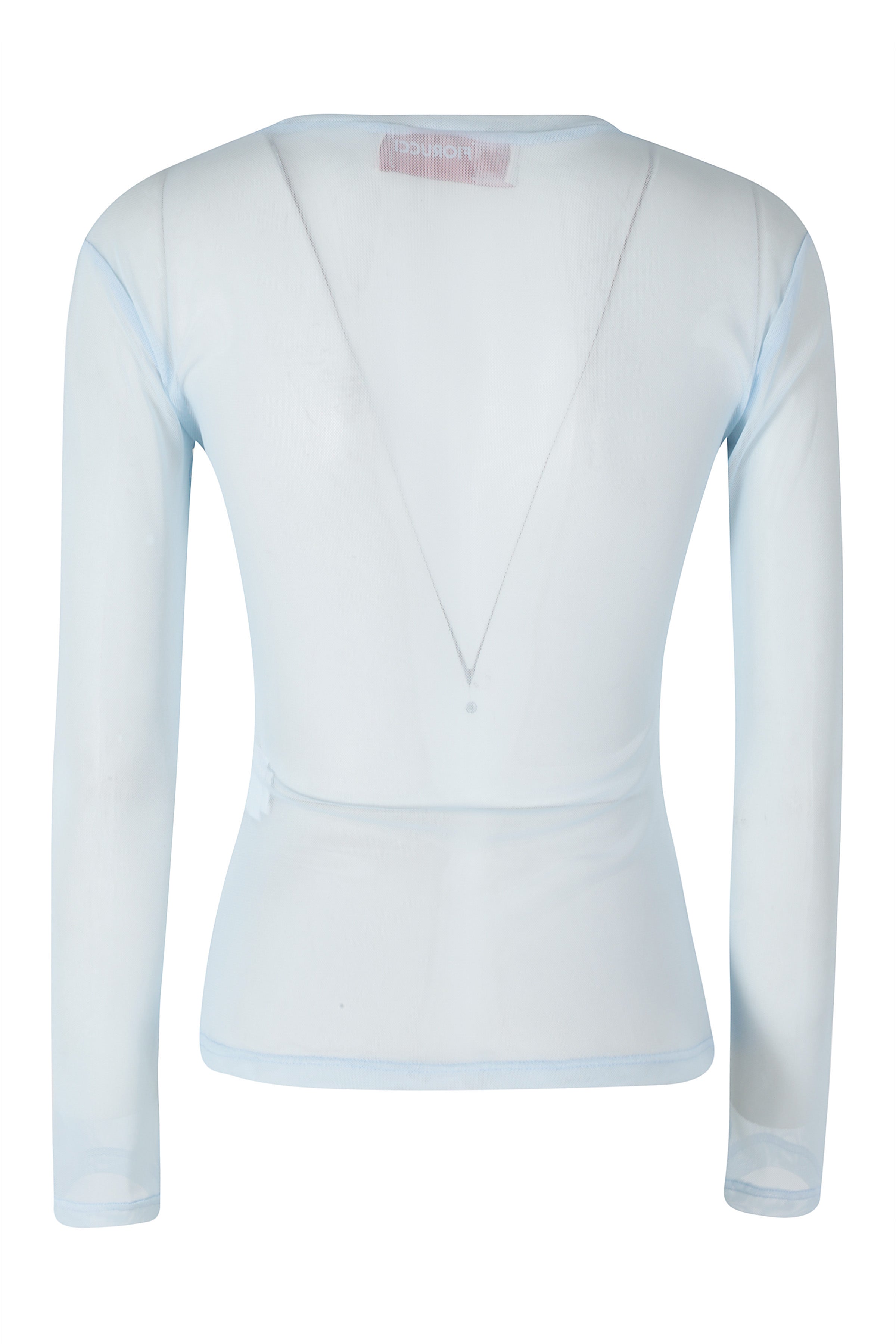 Poodle Tulle Long Sleeve Top Blue Poliammide Elastane