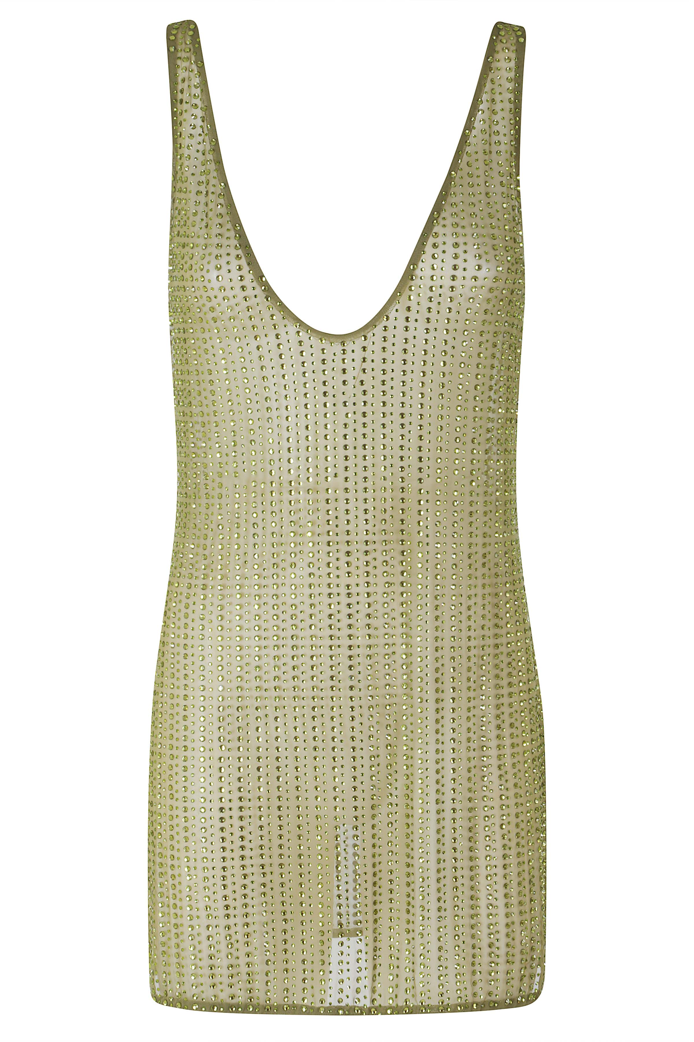 Crystal Mini Dress Green Poliammide Elastan Abito