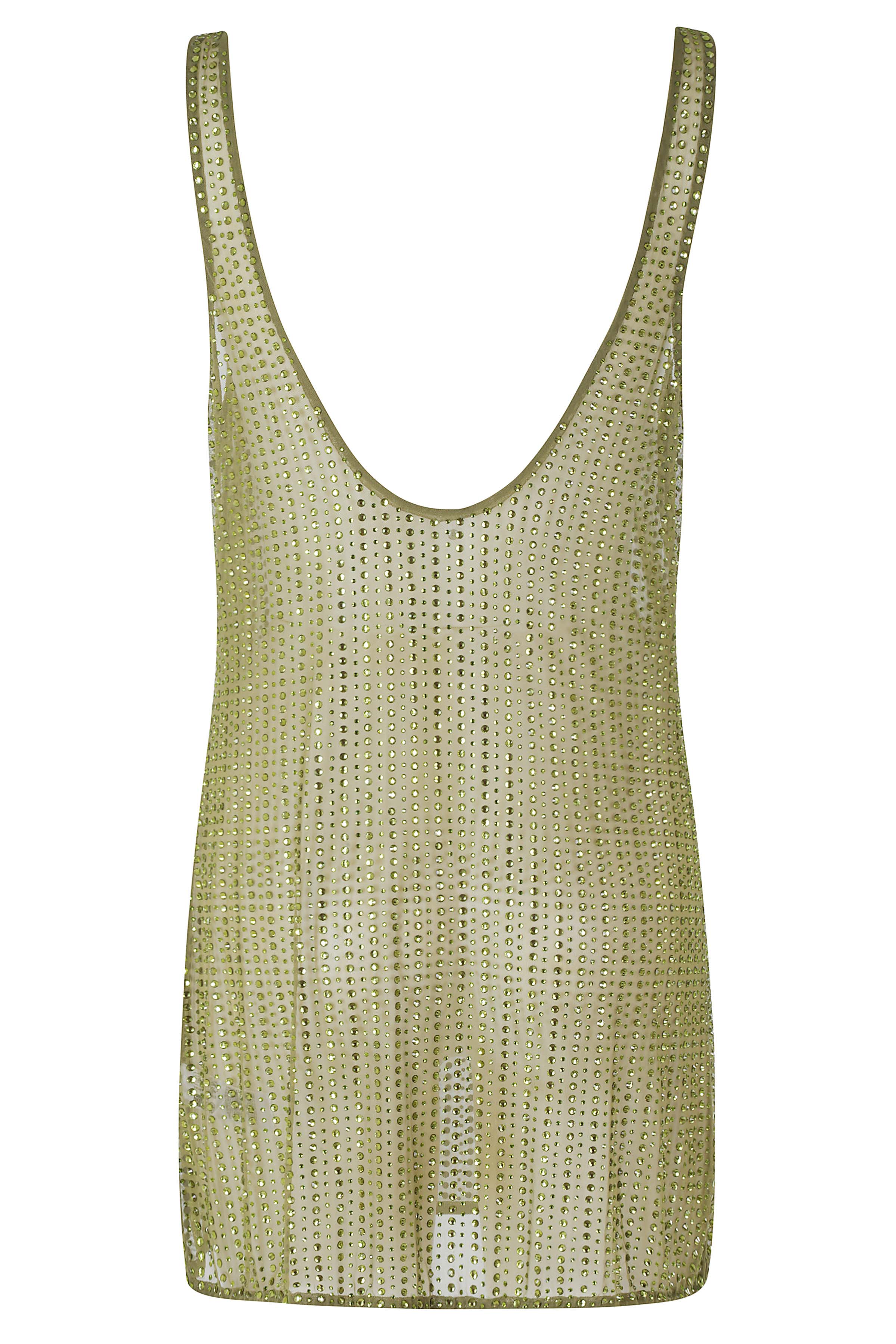 Crystal Mini Dress Green Poliammide Elastan Abito