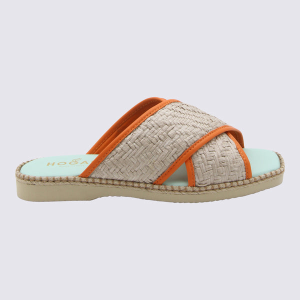 Hogan Linen upper flat in orange
