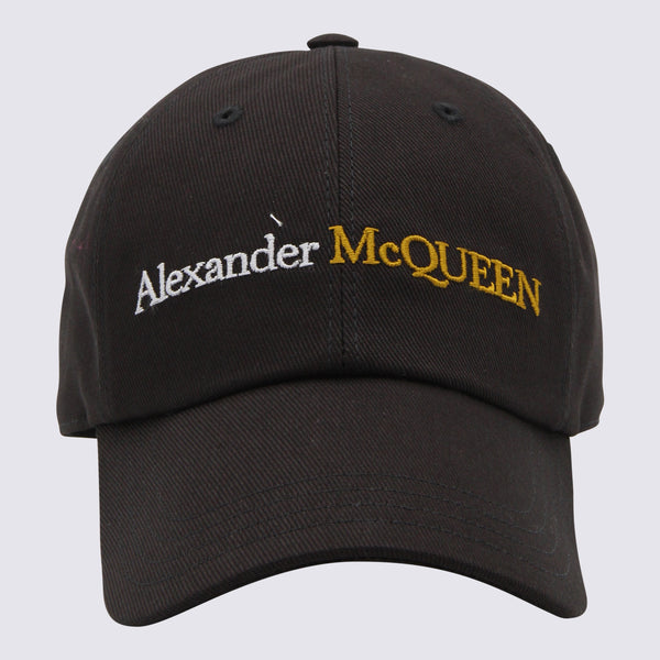 Alexander McQueen 782062 100% Cotton baseball cap in black