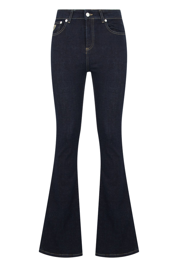 Flared Denim Pants Rinse Cotton Jean