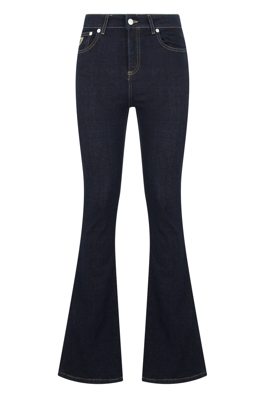 Flared Denim Pants Rinse Cotton Jean