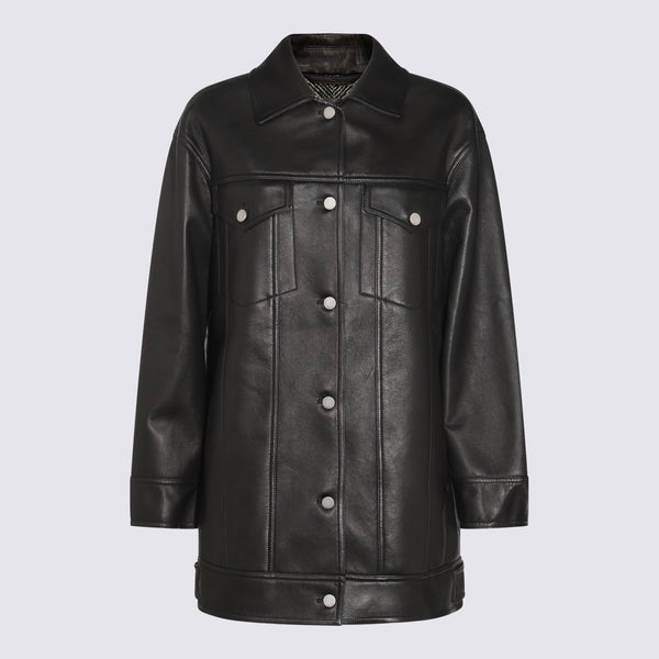 Max Mara 100% lamb leather jacket in black