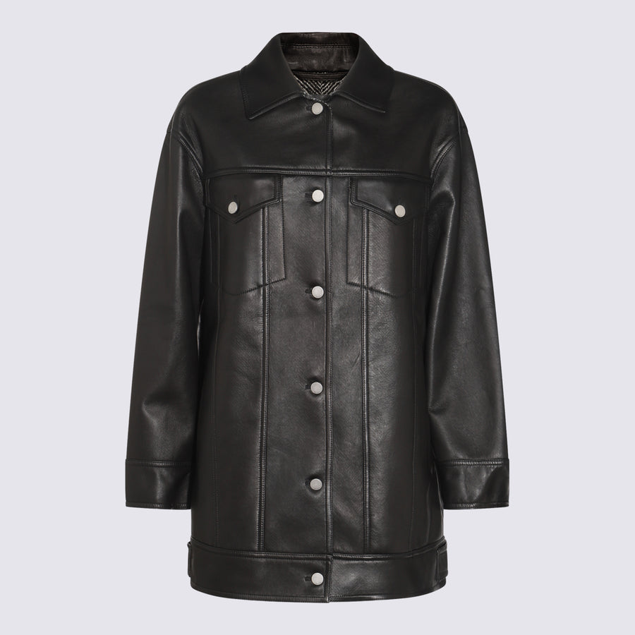 Max Mara 100% lamb leather jacket in black
