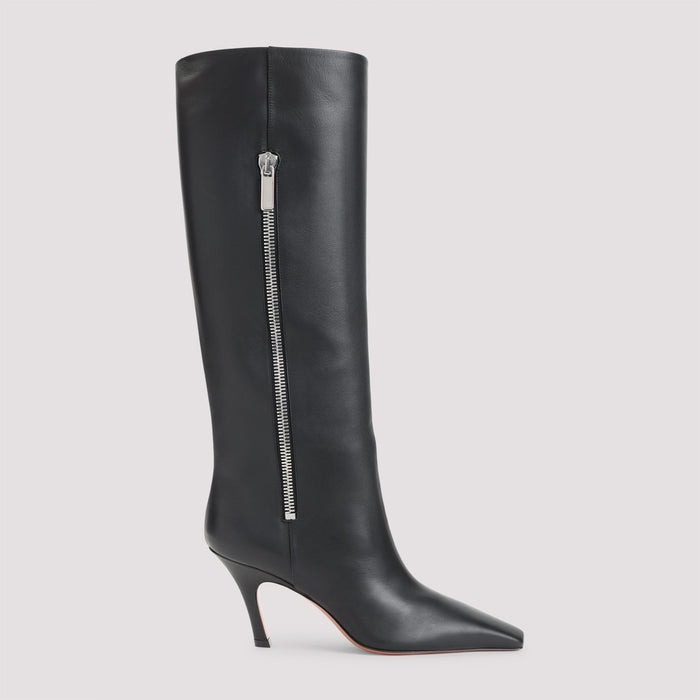 Amina Muaddi Mona 80 Boots Black Leather