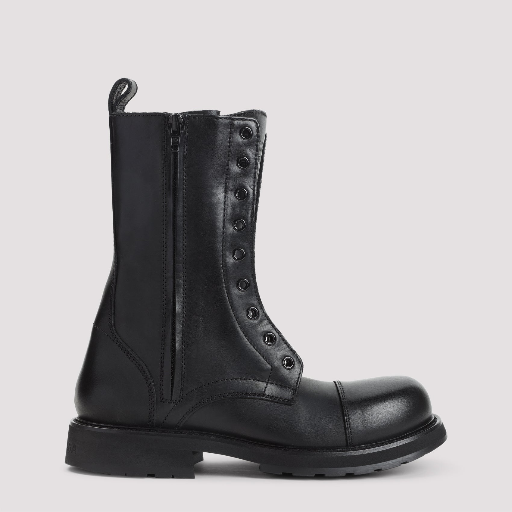 Truck Lace-up Boots Black Leather Rubber Shoe