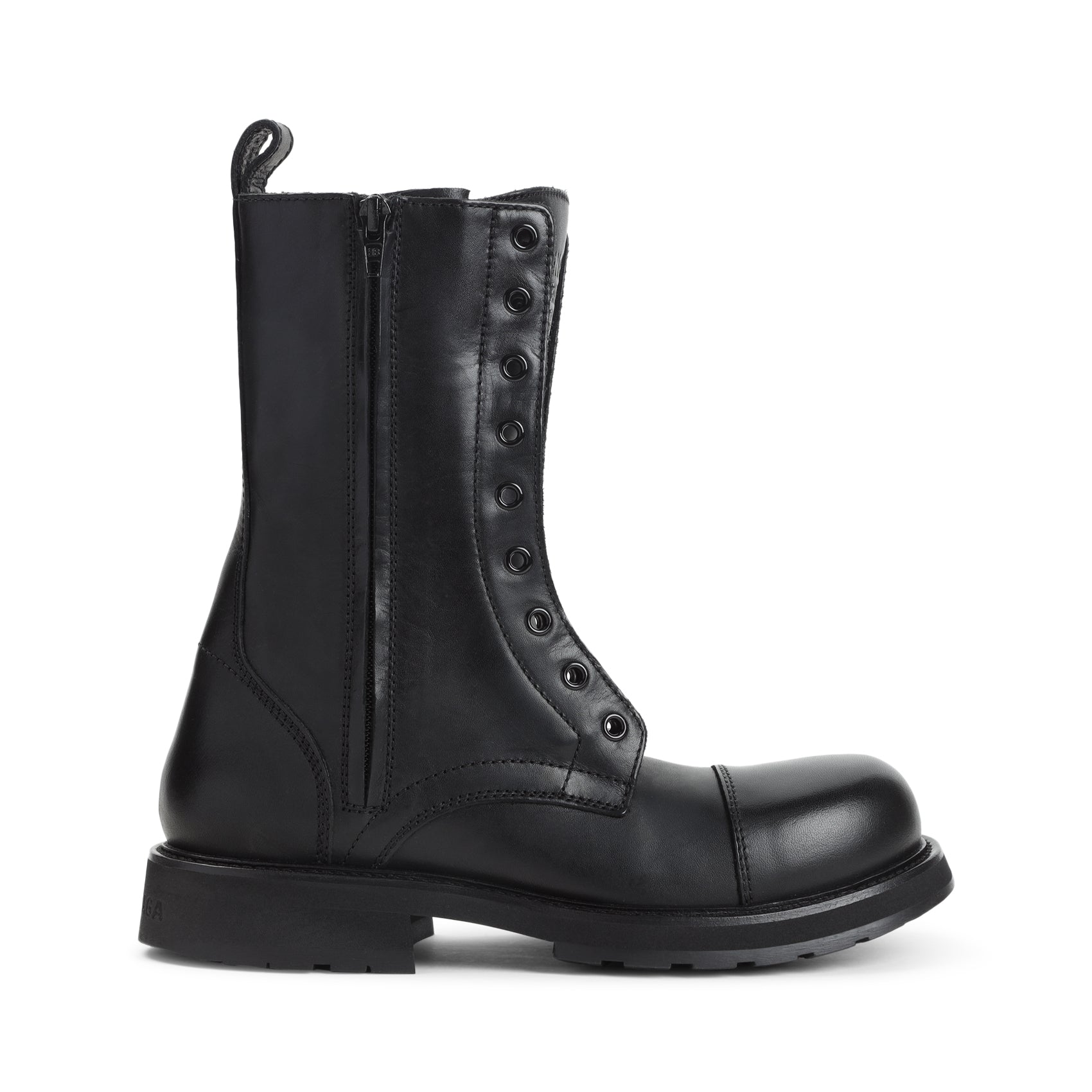 Truck Lace-up Boots Black Leather Rubber Shoe