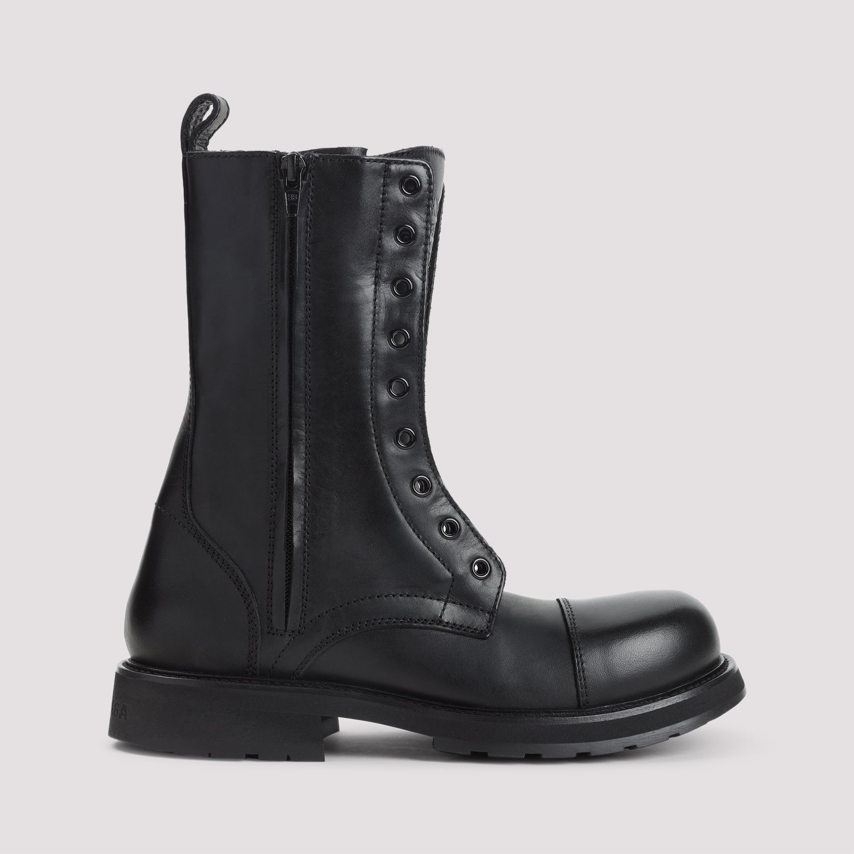 Truck Lace-up Boots Black Leather Rubber Shoe