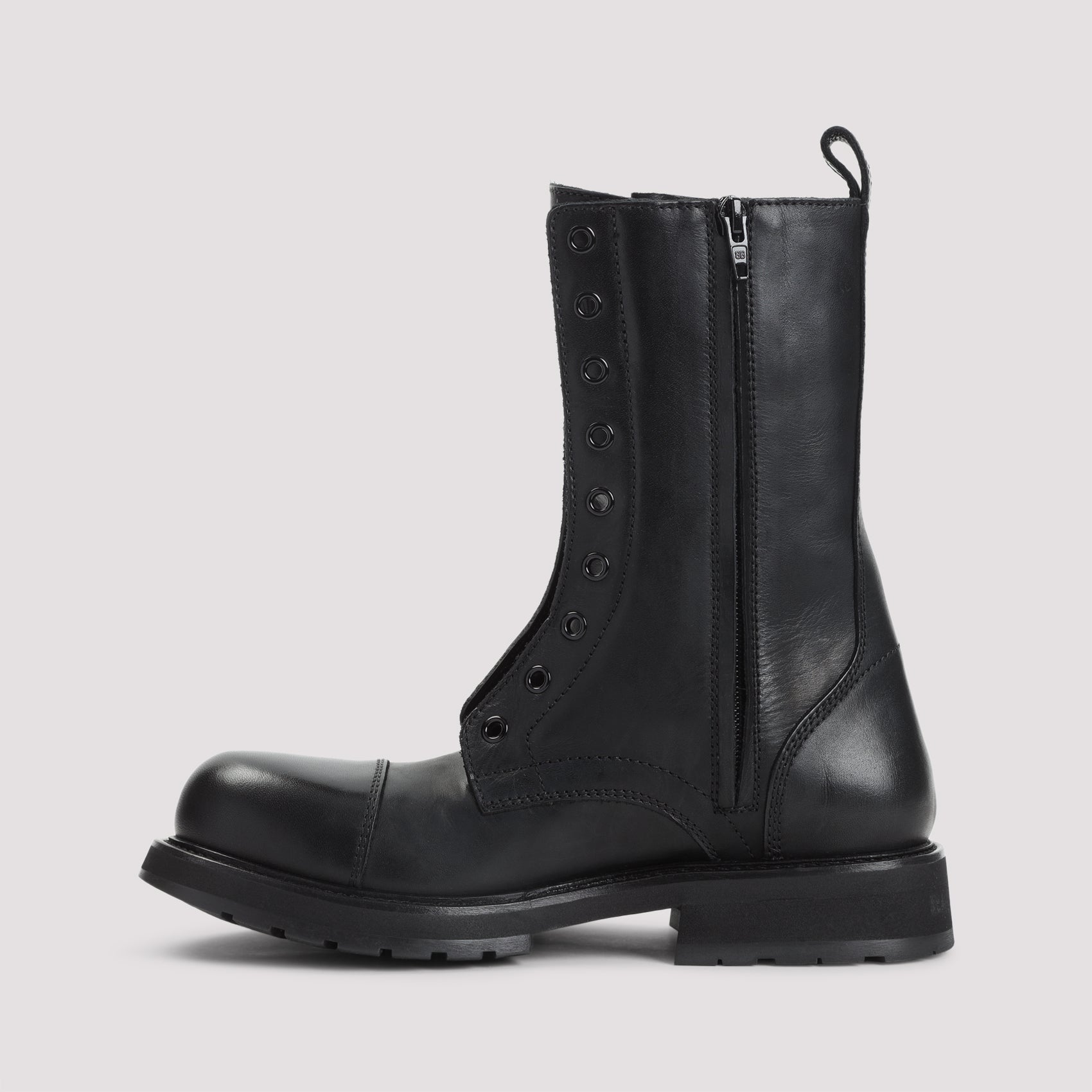 Truck Lace-up Boots Black Leather Rubber Shoe