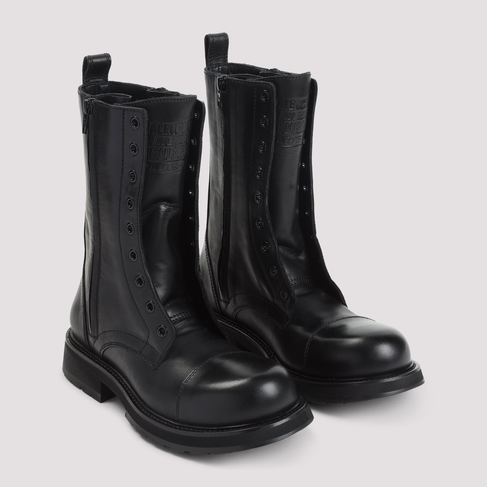 Truck Lace-up Boots Black Leather Rubber Shoe
