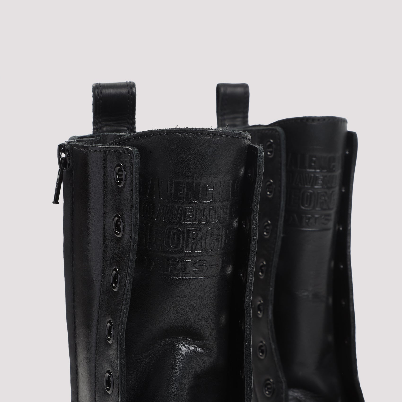Truck Lace-up Boots Black Leather Rubber Shoe