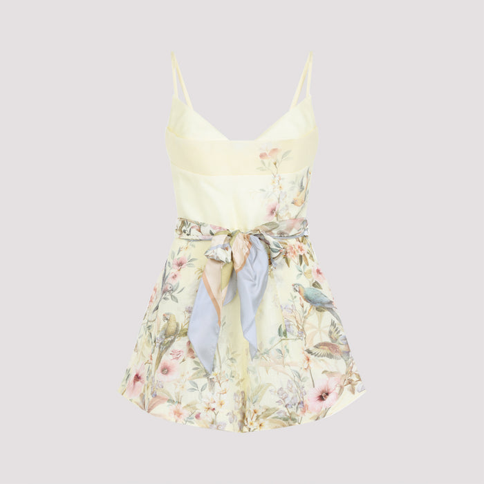 Rebellion Fitted Playsuit Nude & Neutrals Linen Silk Dress