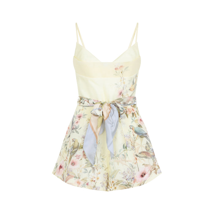 Rebellion Fitted Playsuit Nude & Neutrals Linen Silk Dress