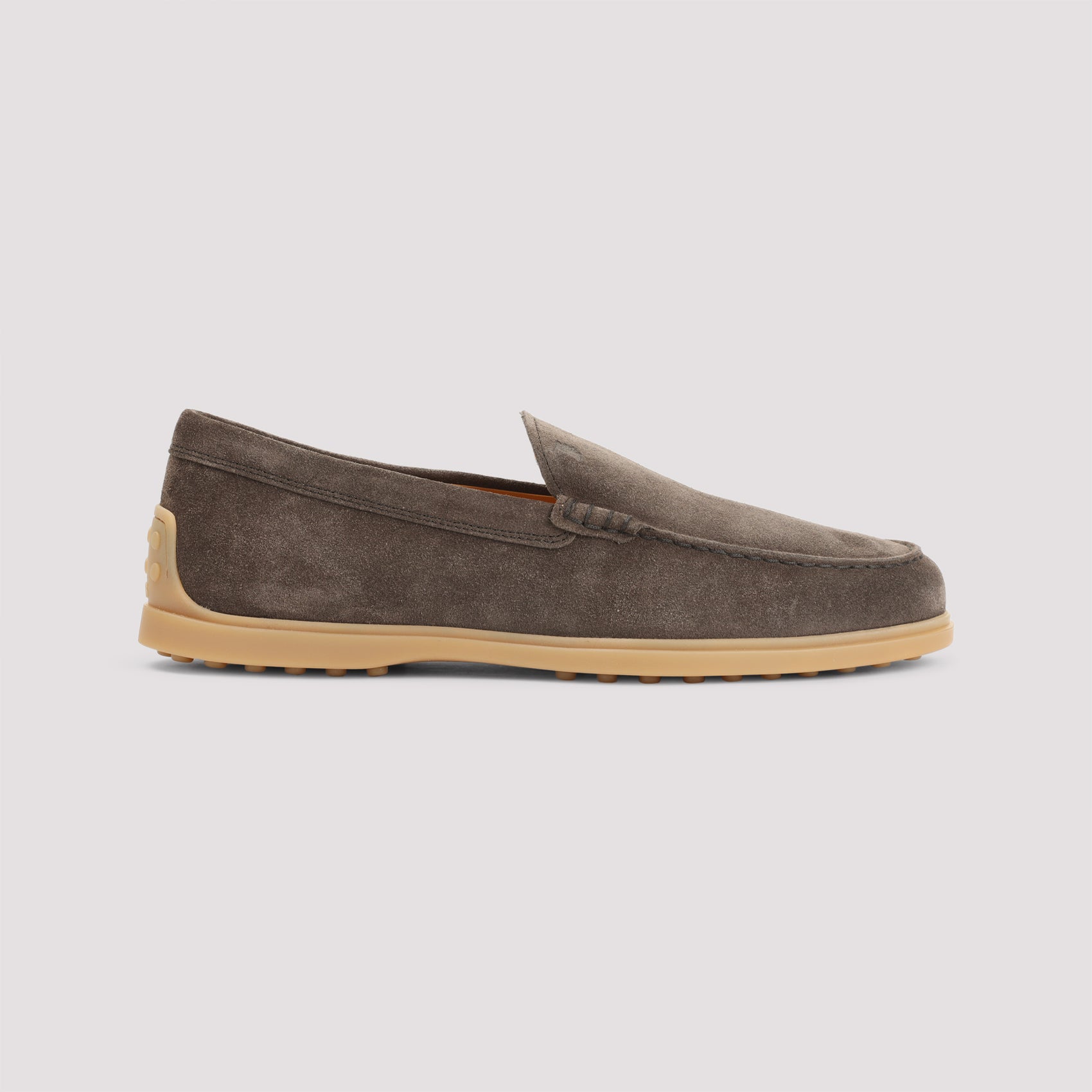 Suede Leather Loafers Brown Rubber