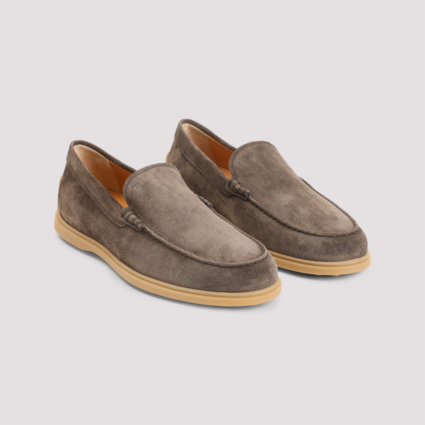 Suede Leather Loafers Brown Rubber